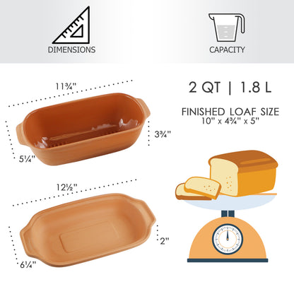 Clay Loaf Pan with Lid, 2 Quarts - Eurita