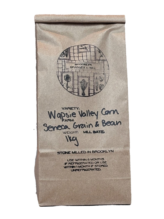brown paper bag of Brooklyn Granary & Mill Wapsie Valley Corn