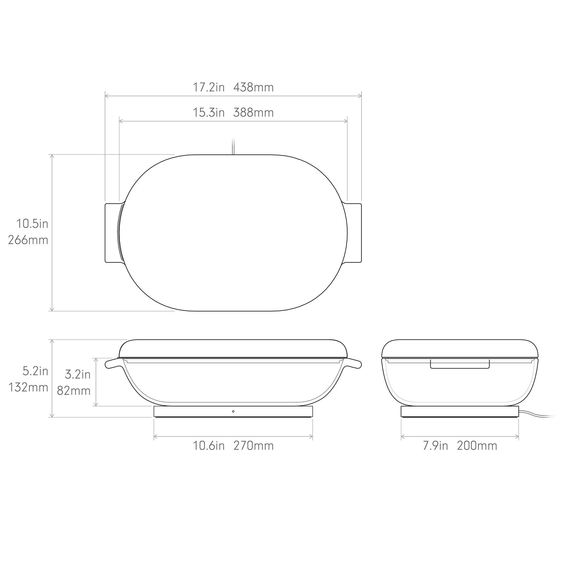 DoughBed glass bowl for bread dough proofing dimensions diagram in inches and centimeters