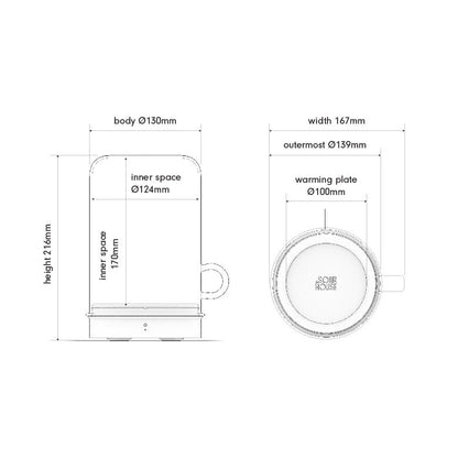 Dimensional size schematic of Goldie by Sourhouse in metric