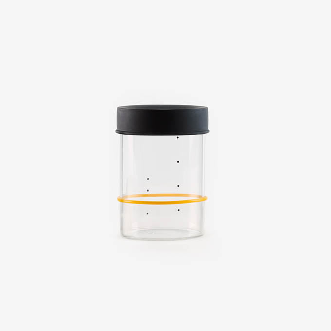 Sourhouse glass sourdough starter jar with silicone lid, pint size, on white background