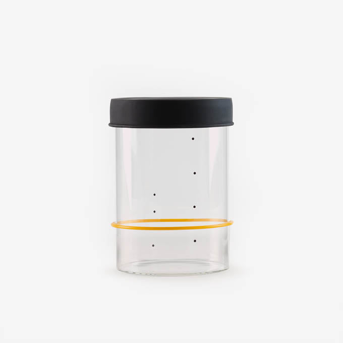 Sourhouse glass sourdough starter jar with silicone lid, quart size, on white background