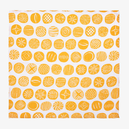 Sourhouse Bread Blanket natural linen bread proofing cloth on white background yellow pattern